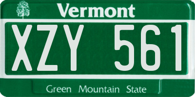 VT license plate XZY561