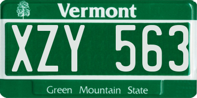 VT license plate XZY563