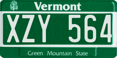VT license plate XZY564