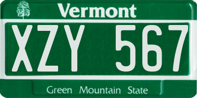 VT license plate XZY567
