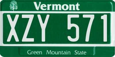 VT license plate XZY571
