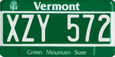 VT license plate XZY572