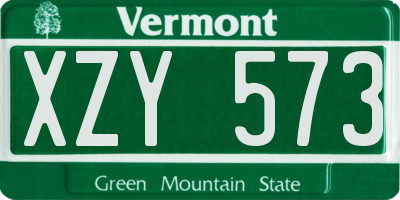 VT license plate XZY573