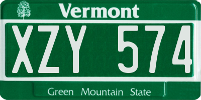 VT license plate XZY574