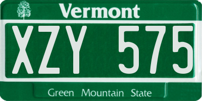 VT license plate XZY575