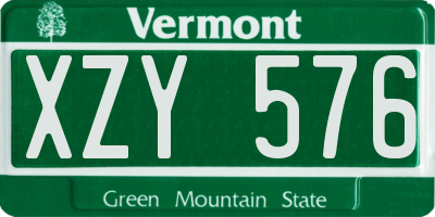 VT license plate XZY576