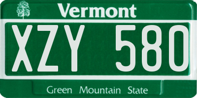 VT license plate XZY580