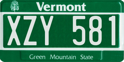 VT license plate XZY581
