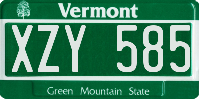 VT license plate XZY585