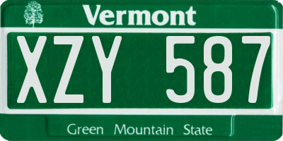 VT license plate XZY587