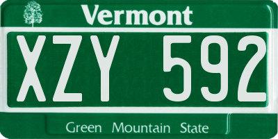 VT license plate XZY592