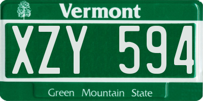 VT license plate XZY594