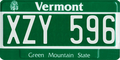 VT license plate XZY596