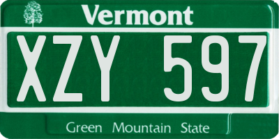 VT license plate XZY597
