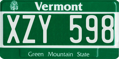 VT license plate XZY598