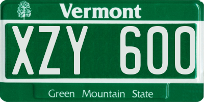 VT license plate XZY600