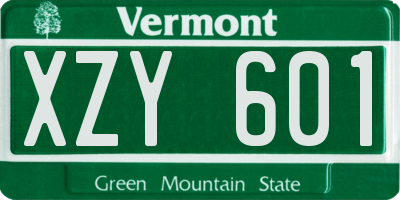 VT license plate XZY601