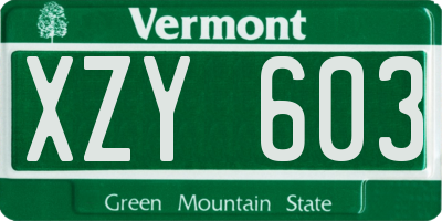 VT license plate XZY603