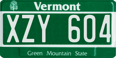 VT license plate XZY604