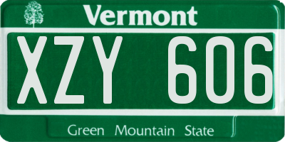 VT license plate XZY606