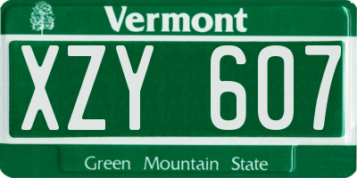 VT license plate XZY607