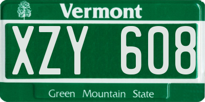VT license plate XZY608