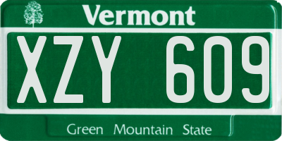 VT license plate XZY609