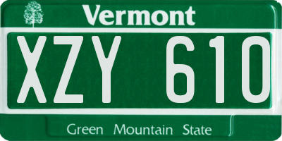 VT license plate XZY610