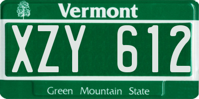 VT license plate XZY612