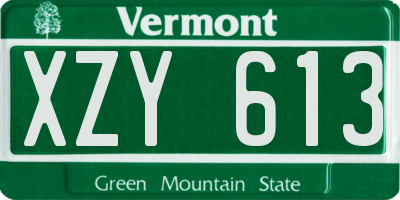 VT license plate XZY613