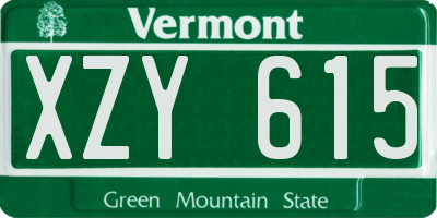 VT license plate XZY615