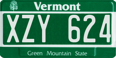VT license plate XZY624