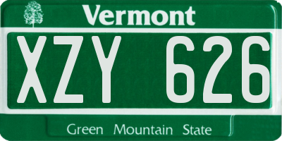 VT license plate XZY626