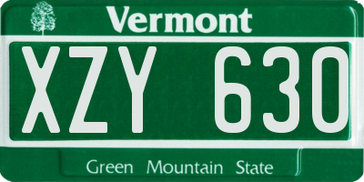 VT license plate XZY630
