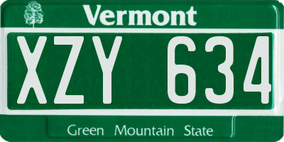 VT license plate XZY634