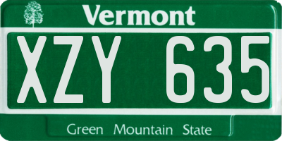 VT license plate XZY635