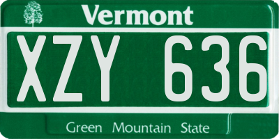 VT license plate XZY636