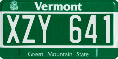 VT license plate XZY641