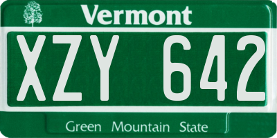 VT license plate XZY642