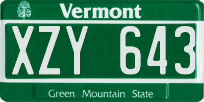 VT license plate XZY643