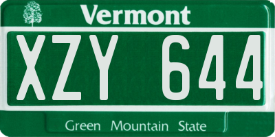 VT license plate XZY644