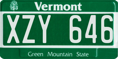 VT license plate XZY646