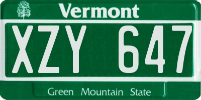VT license plate XZY647