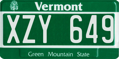 VT license plate XZY649