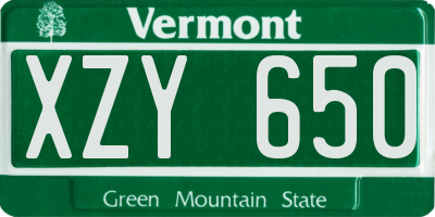 VT license plate XZY650