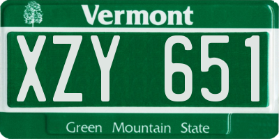 VT license plate XZY651
