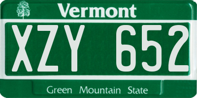 VT license plate XZY652