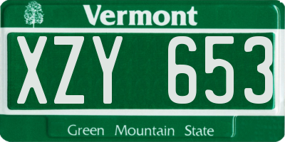 VT license plate XZY653
