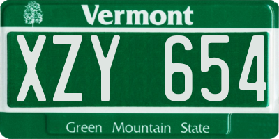 VT license plate XZY654