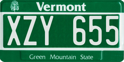 VT license plate XZY655